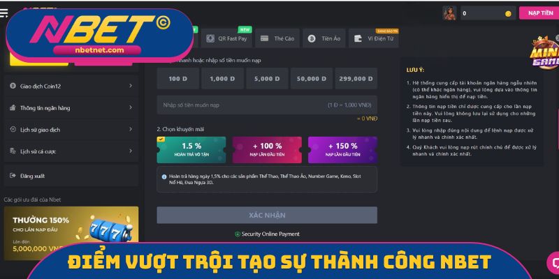 Điểm vượt trội tạo sự thành công Nbet