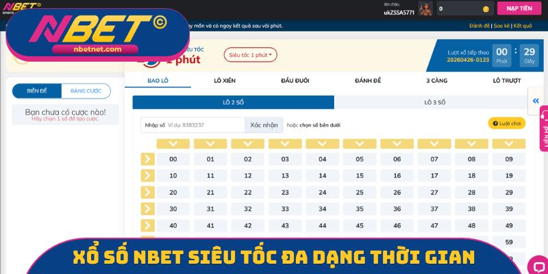 Xổ số NBET siêu tốc đa dạng thời gian quay thưởng